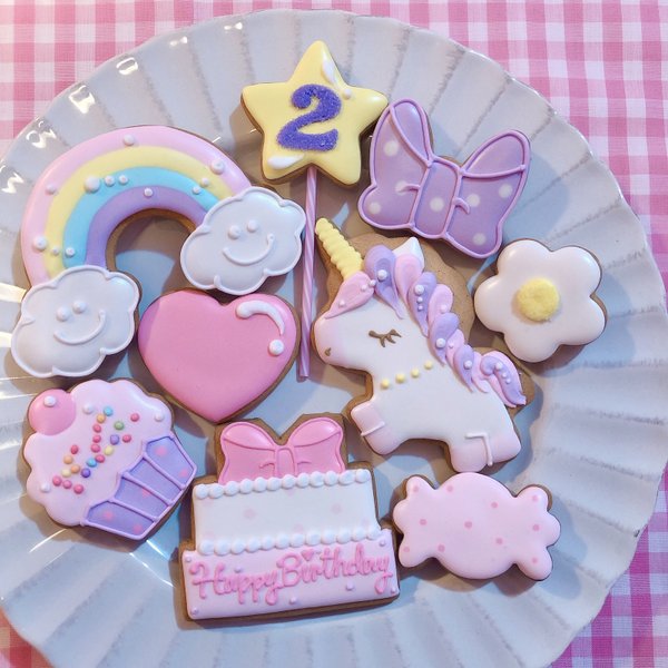 お誕生日♡ユニコーンバースデーアイシングクッキーセット♡