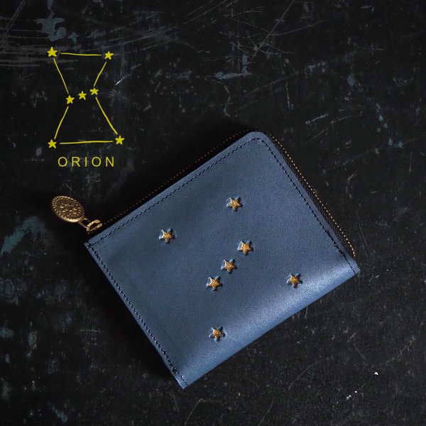 Ｌ字ファスナー 財布（ ORION ナイトブルー）オリオン 星 コンパクト　牛革