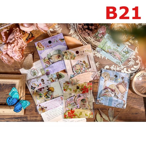 B21♡海外♡Retro　sticker　bag♡箔押しシール♡６種セット