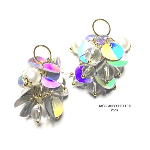 2pcs★grape clear mix（スパンコールチャーム）