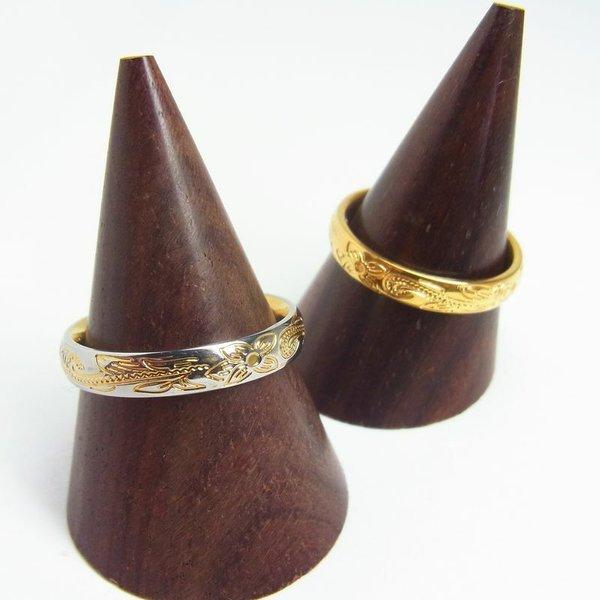 Hawaiian ジュエリー ゴールド コンビリング 指輪 ステンレス 刻印〈単品〉