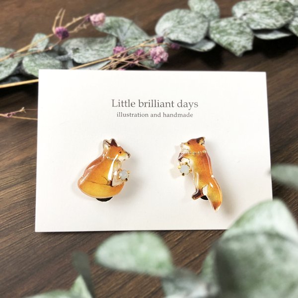 Fox earring｜きつねイヤリング・ピアス〔動物シリーズ〕 