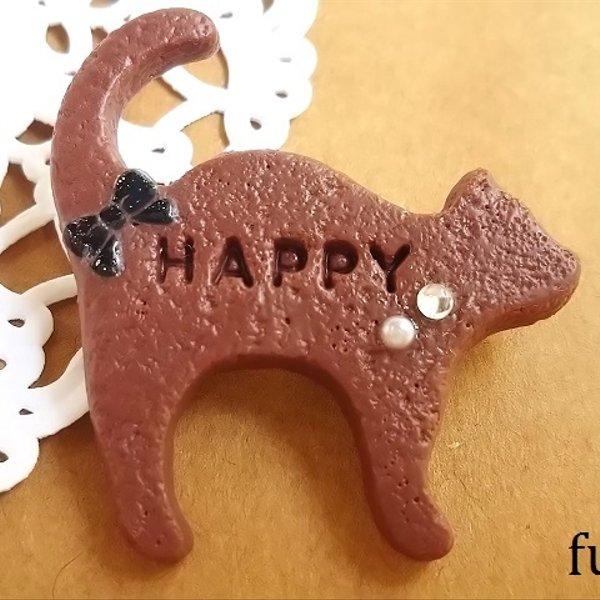 HAPPY＊ココアクッキー猫のブローチ