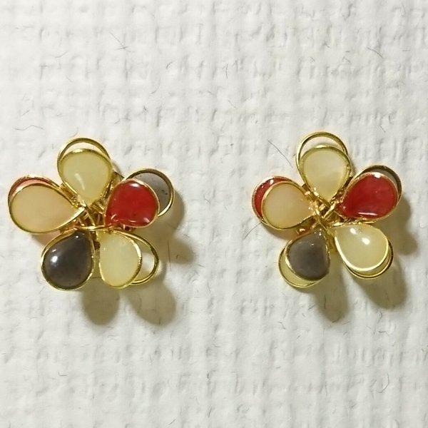 秋色お花のピアス