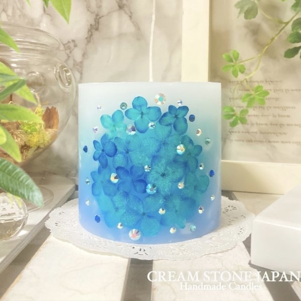 Φ10.3cm×H10cm スワロフスキーボタニカルキャンドル (白) № 000523 /Swarovski ＆ Botanical Candle