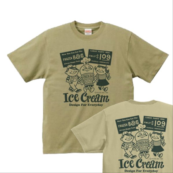 アイスクリームBoy&Girl☆アメリカンレトロ　両面　S～XL　　Tシャツ【受注生産品】