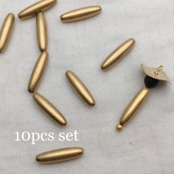 10個セット!シンプルロングチューブビーズ　真鍮　brass/スペーサー/ヴィンテージ