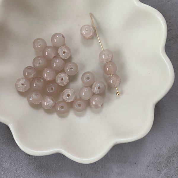 6㎜ 50pcs pink beige  crack glass beads