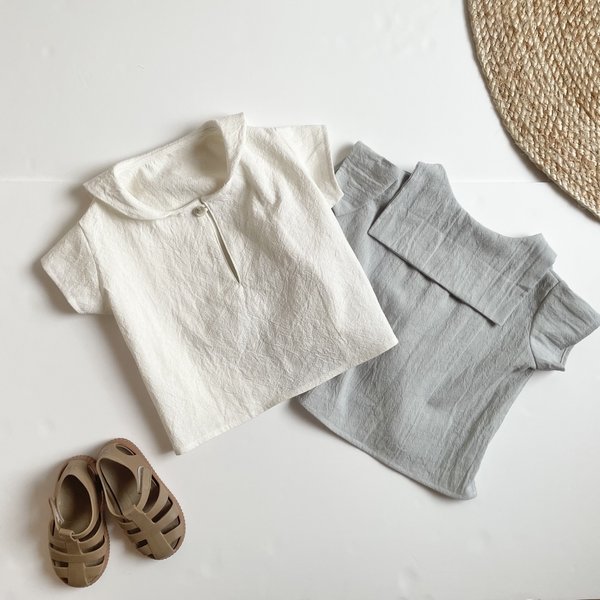 cotton linen セーラカラーシャツ