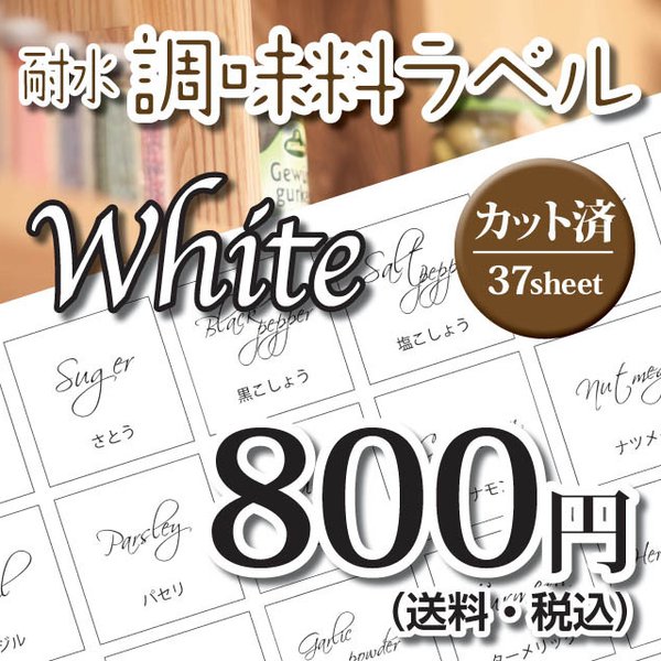 ☆カット済☆送料無料☆調味料　詰め替えラベルシート　37枚　白ベース