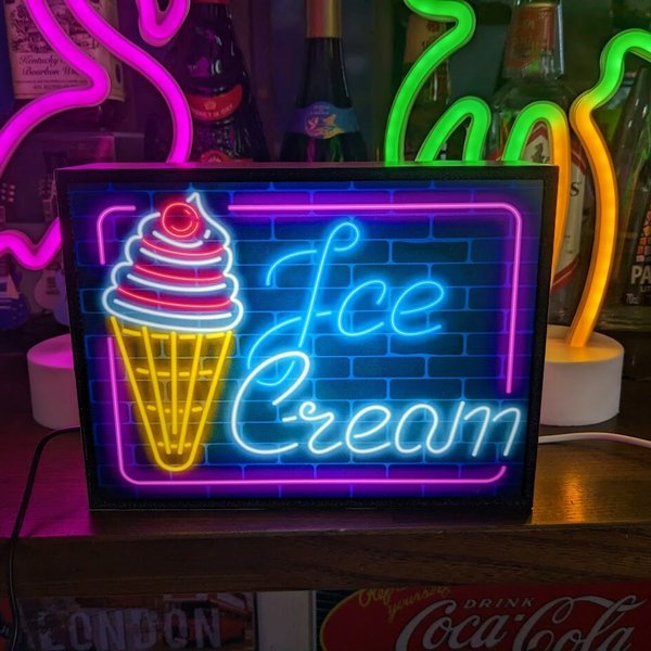アメリカン アイスクリーム ソフトクリーム お菓子 洋菓子 スイーツ 看板 置物 雑貨 ライトBOX 電光看板 電飾看板