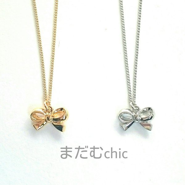 リボンネックレスsilver  or  gold【再再再再販】