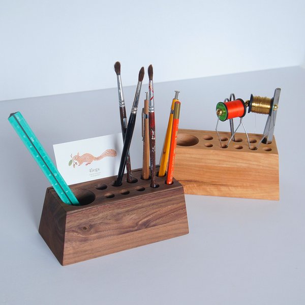 Pen+Tool Stand カード立て付きペンスタンド チェリー（or ウォルナット）受注製作品