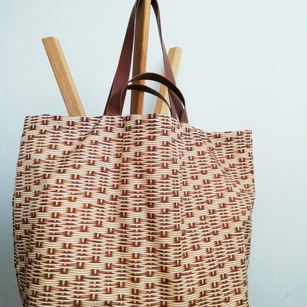 BASKET 2way ECOバッグ〜取手Brown ポケットBeige~