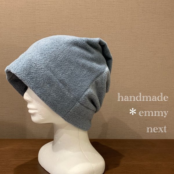 送料無料＊handmade今治産タオルで作った帽子〈くすみブルー・タグなし〉かわいい医療用帽子　おしゃれなケア帽子　ケアキャップ　室内用帽子