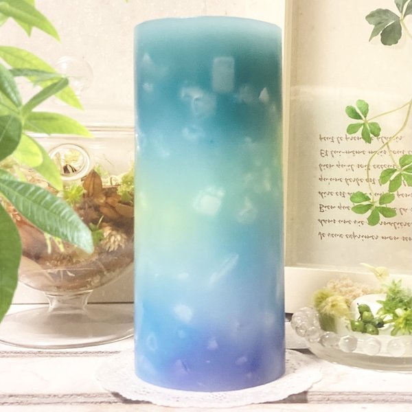 Φ6.7cm×H15cm ペタルキャンドル (ピーコック) № 000639 /Gradation Candle