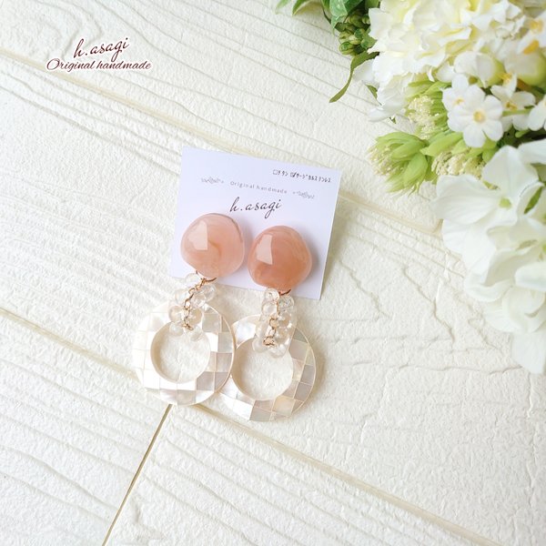 フワッと優しいキュートな可愛さ♡Lovely shell Hoop ピアス(イヤリング)/ P389