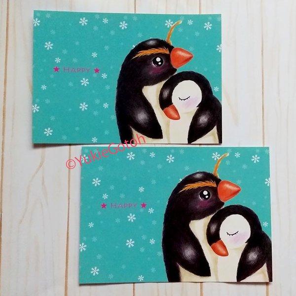 ペンギンカップルのポストカード２枚セット