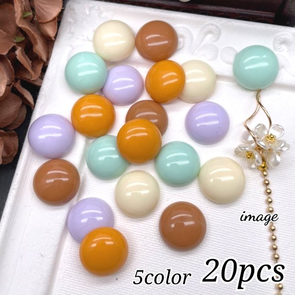 【cbtt467acrc】【18㎜】【5color 20pcs】semicircle resin cabochon　　