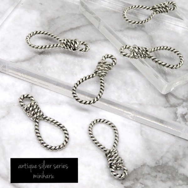 6個入)antique silver rope design charm