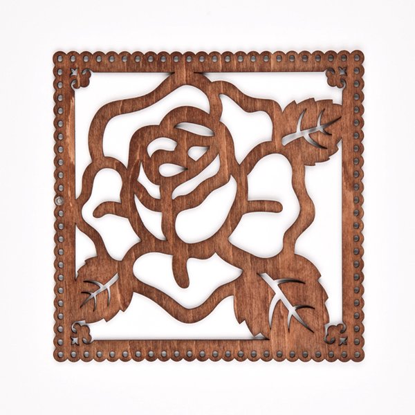 ウッドフレーム「薔薇」（木の壁飾り Wooden Wall Decoration）