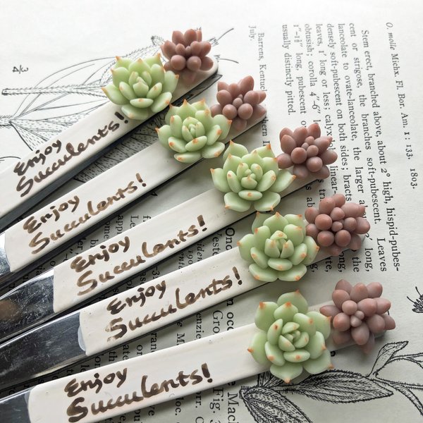 多肉粘土のピンセット　白  ～Tweezers with claysucculents  white～