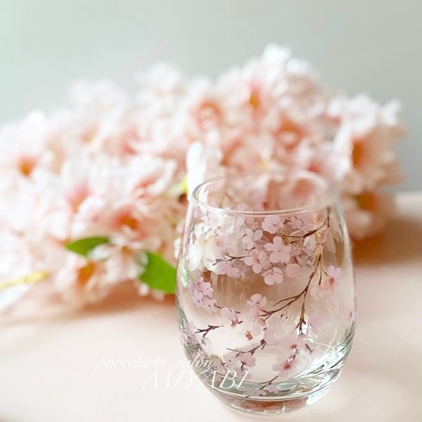 桜さくら🌸満開のガラスコップ