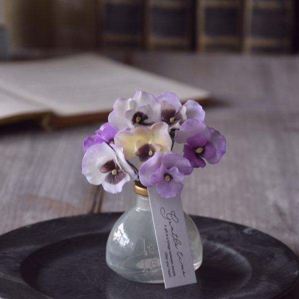 ◆粘土のお花◆　ビオラ　イエロー＆パープルミックス　ホラリング・フラットボトル　B962