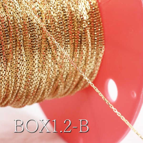 【1m】長方形のボックスチェーン《BOX1.2-B》（金色）