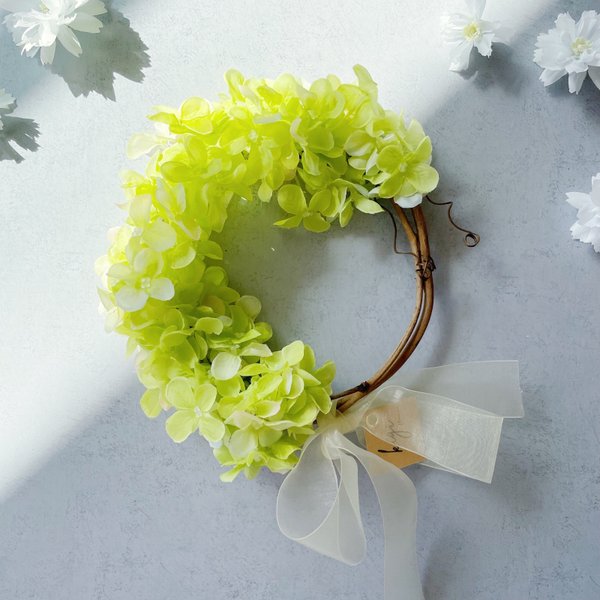【hydrangea green gradation wreath】あじさい グリーン グラデーション リース