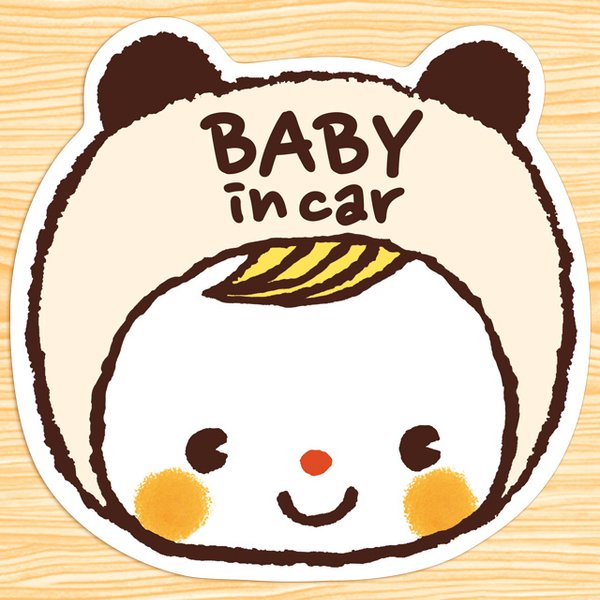 BABY IN CAR  ベビーインカー マグネットステッカー(耳がかわいいシロクマちゃん）