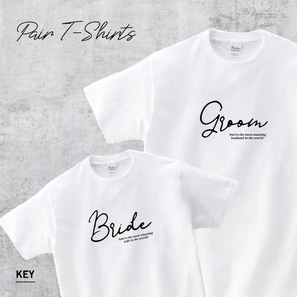 メッセージペアTシャツ⭐T-SHIRTS☆Mr.Mrs.　Groom Bride