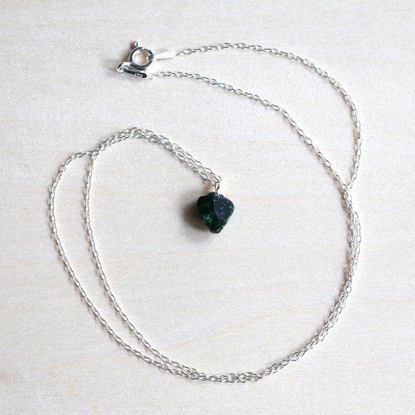 クロムトルマリン(電気石)と銀のネックレス+標本セット【天然鉱物/SV925】