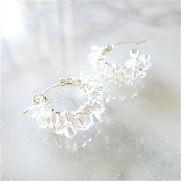 即納/送料無料SV925SF Crystal Quartz wrapped pierced earring / earring フープピアス