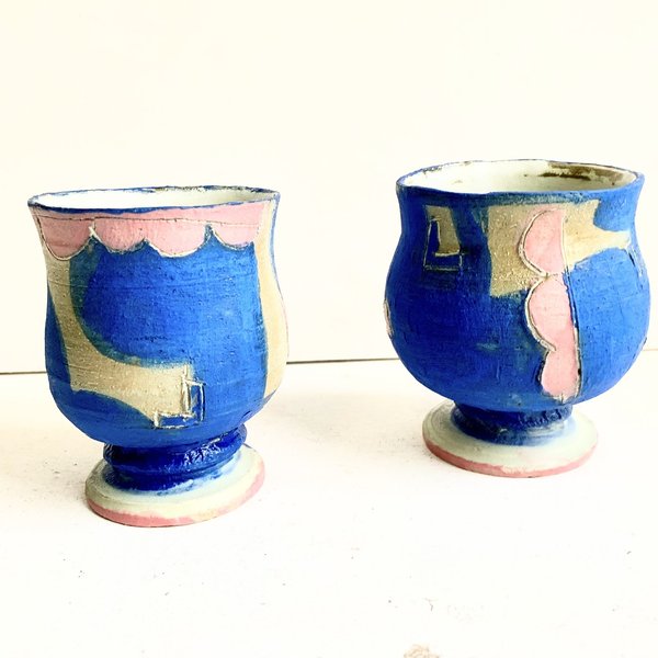 青ピンク1〜2　ゴブレット　花瓶