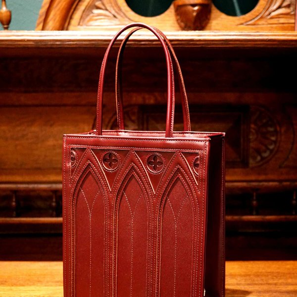 中世ゴシック建築モチーフの「カテドラルバッグ1C」（本革製）／ボルドー bordeaux cathedral bag