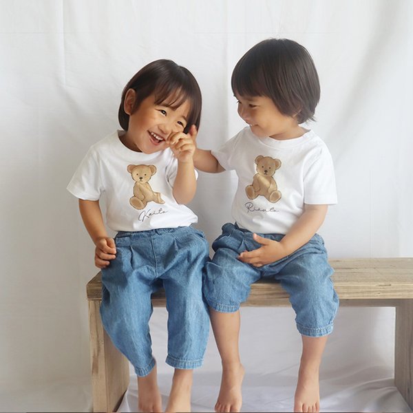 (size80~130)名前入りTシャツ【We Love Teddy Bear】