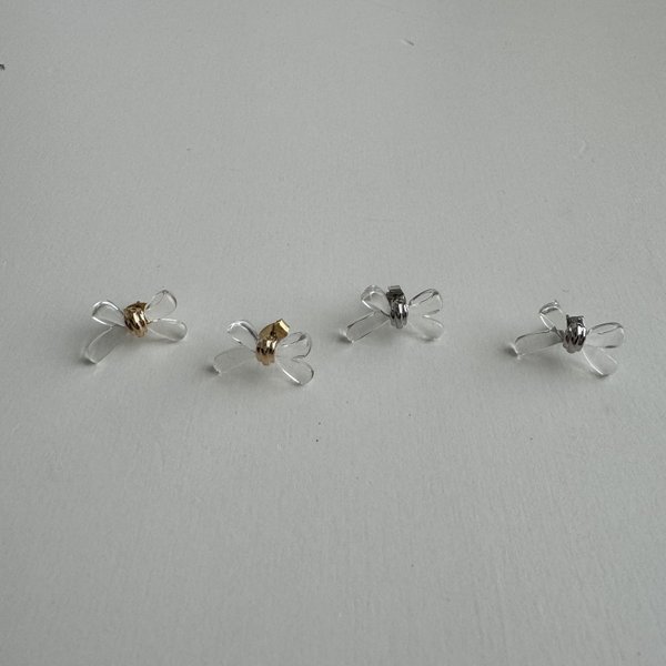 clear ribbon earrings ｜ 2color