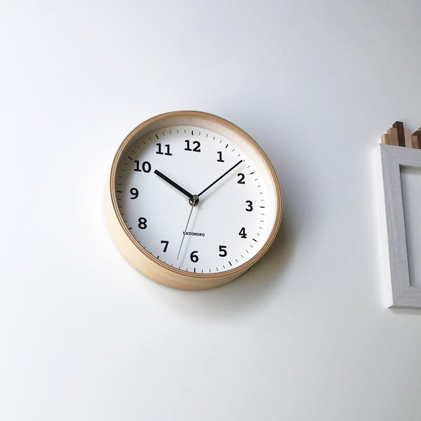 plywood round wall clock 13 ナチュラル 電波時計 連続秒針 km-84NRC