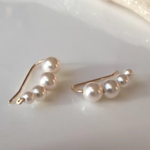 14kgf✳︎pearl clip イヤリング/ピアス イヤークライマー 両耳 ペア