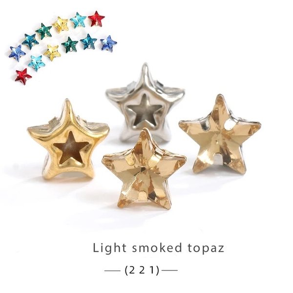 【星８mm】シルバー台座付きＡ級ガラスストーン10個（Light smoked topaz）