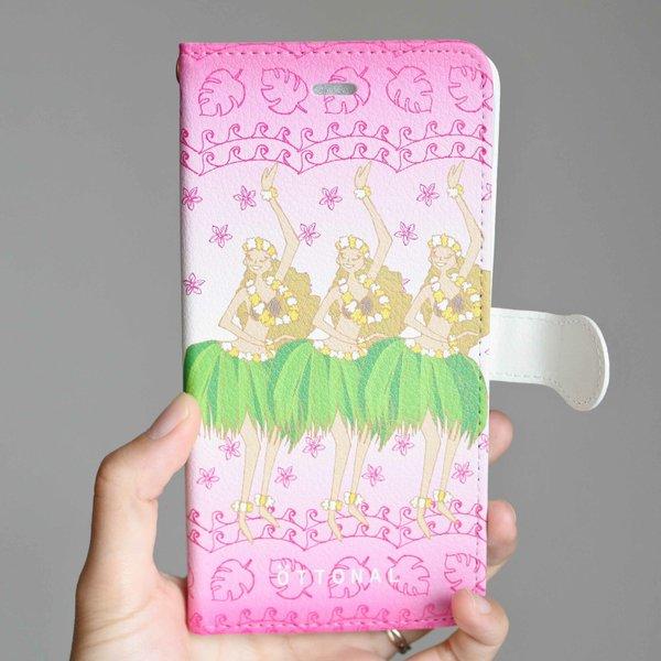 フラガールピンク　iPhone用手帳型スマホケース　
