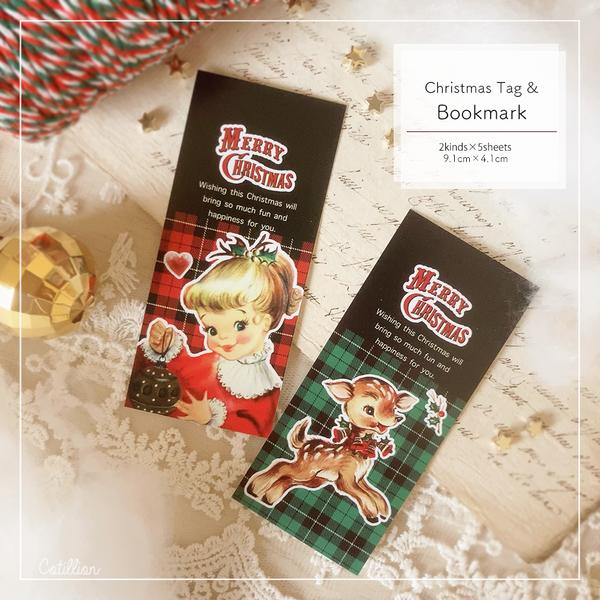 【在庫限り】[B-1]Book mark✽christmas girl＆Bambi✽ 2種×各5枚＝計10枚