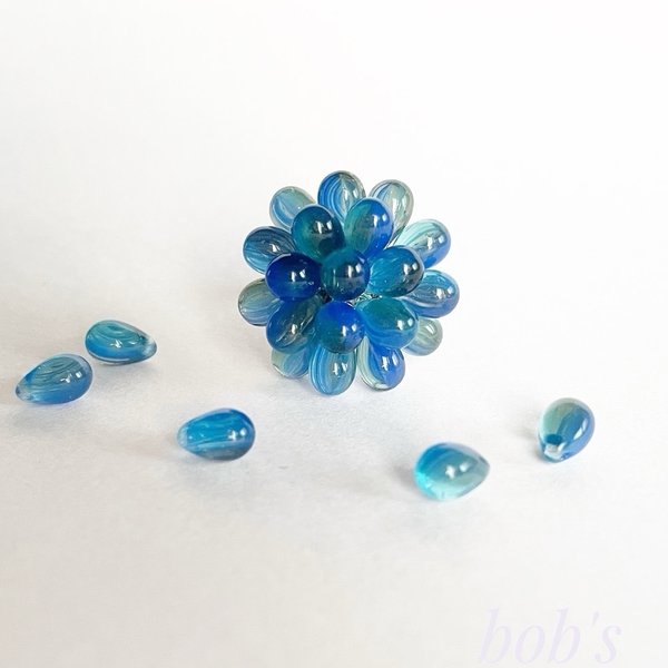 glass beads ring*blue