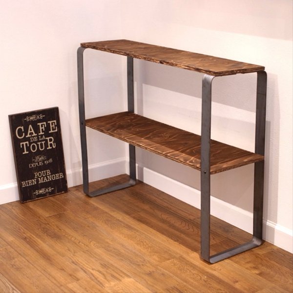 wood iron frame shelf（アイアン 棚 ラック シェルフ ウッド 鉄 木 収納棚 アンティーク ビンテージ シャビー インダストリアル オープンラック シューズラック 本棚）