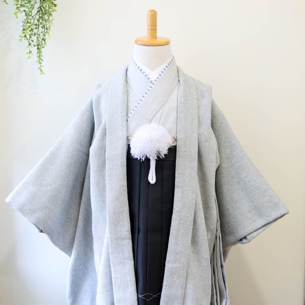 ◆羽織袴セット/へリンボーン/グレー/5歳【受注生産】