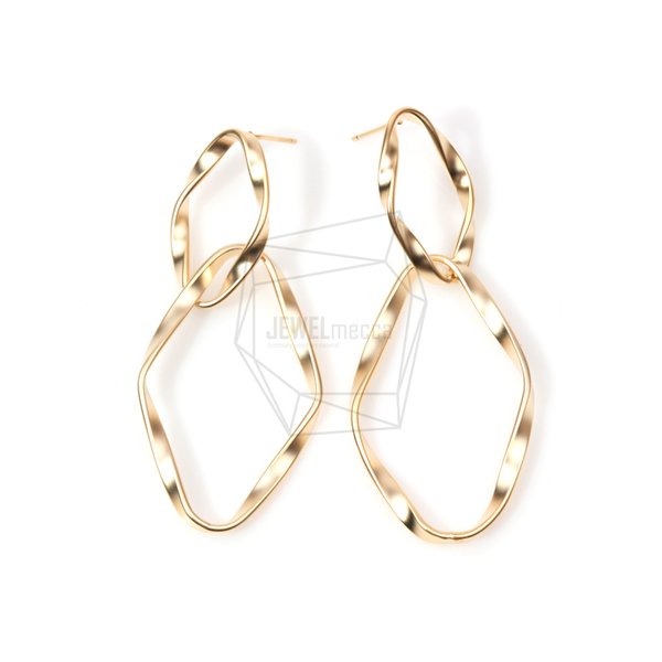 ERG-533-MG【2個入り】ツイストフープリンクピアス,Twisted Hoop Link Ear Post