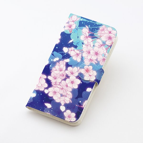 夜桜 スマホケース 手帳型 アンドロイド iPhone 花柄 Android ケース