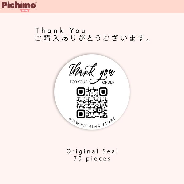 【70枚分】QRコードシール・ご購入ありがとうございます・THANK YOU FOR YOUR ORDER・名入れ込み（白、光沢紙）