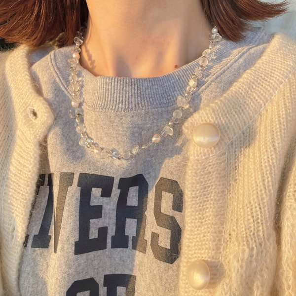 淡水パール天然石チョーカー【Winter Pearl necklace choker】